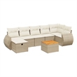 Afuera Living Contemporary 8 Piece Poly Rattan Sofa Set in Cream/Beige