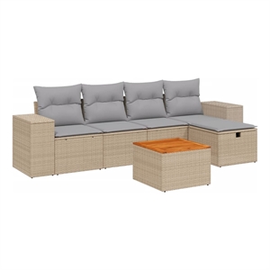 Afuera Living 6 Piece Solid Acacia Wood Sofa Set in Gray/Beige