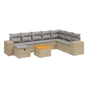 Afuera Living Contemporary 9 Piece Steel Sofa Set in Gray/Beige