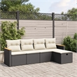 Afuera Living Contemporary 5 Piece Poly Rattan Sofa Set in Black/Cream