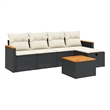 Afuera Living Contemporary 6 Piece Poly Rattan Sofa Set in Black/Cream