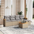 Afuera Living Contemporary 6 Piece Poly Rattan Sofa Set in Gray/Beige