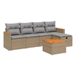 Afuera Living Contemporary 6 Piece Poly Rattan Sofa Set in Gray/Beige