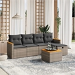 Afuera Living Contemporary Synthetic Poly Rattan 6 Piece  Sofa Set in Gray
