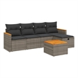 Afuera Living Contemporary Synthetic Poly Rattan 6 Piece  Sofa Set in Gray