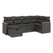 Afuera Living Contemporary 6 Piece Poly Rattan Sofa Set in Black