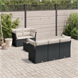 Afuera Living Contemporary 7 Piece Poly Rattan Sofa Set in Black/Cream