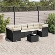 Afuera Living Contemporary 8 Piece Poly Rattan Sofa Set in Black/Cream