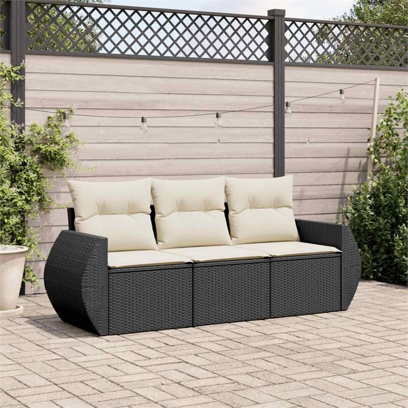Afuera Living 3 Piece Poly Rattan Standard Sofa Set in Black