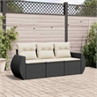 Afuera Living 3 Piece Poly Rattan Standard Sofa Set in Black