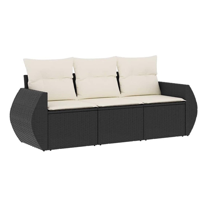 Afuera Living 3 Piece Poly Rattan Standard Sofa Set in Black
