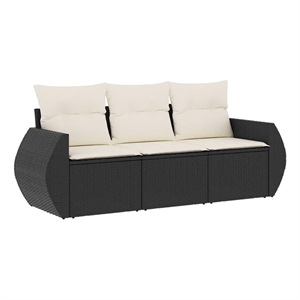 Afuera Living 3 Piece Poly Rattan Standard Sofa Set in Black