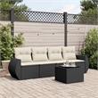Afuera Living Contemporary 5 Piece Poly Rattan Sofa Set in Black/Cream