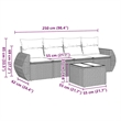 Afuera Living Contemporary 5 Piece Poly Rattan Sofa Set in Black/Cream