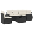 Afuera Living Contemporary 6 Piece Poly Rattan Sofa Set in Black/Cream