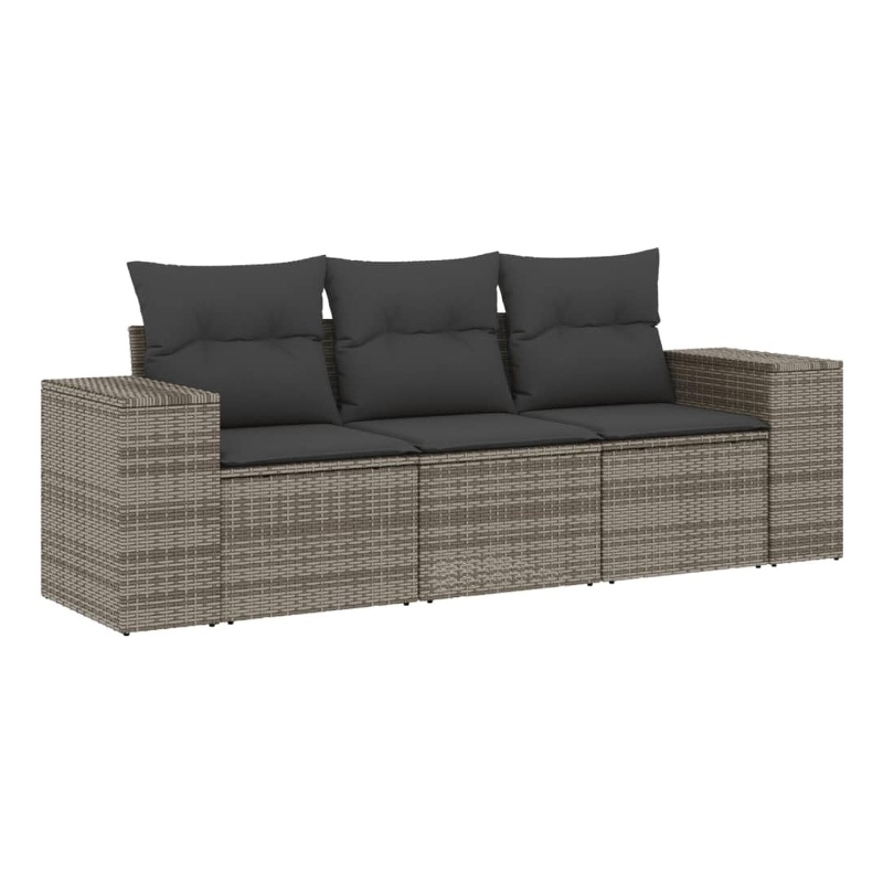 Afuera Living Contemporary 3 Piece Poly Rattan Sofa Set in Gray