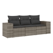 Afuera Living Contemporary 3 Piece Poly Rattan Sofa Set in Gray