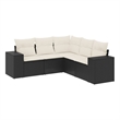 Afuera Living Contemporary 5 Piece Poly Rattan Sofa Set in Black/Cream