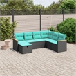 Afuera Living Contemporary 7 Piece Poly Rattan Sofa Set in Black/Blue