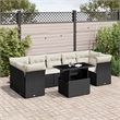 Afuera Living Contemporary 8 Piece Poly Rattan Sofa Set in Black/Cream