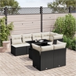 Afuera Living 8 Piece Poly Rattan Large Sofa Set in Black/Cream