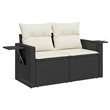 Afuera Living Contemporary 10 Piece Poly Rattan Sofa Set in Black/Cream