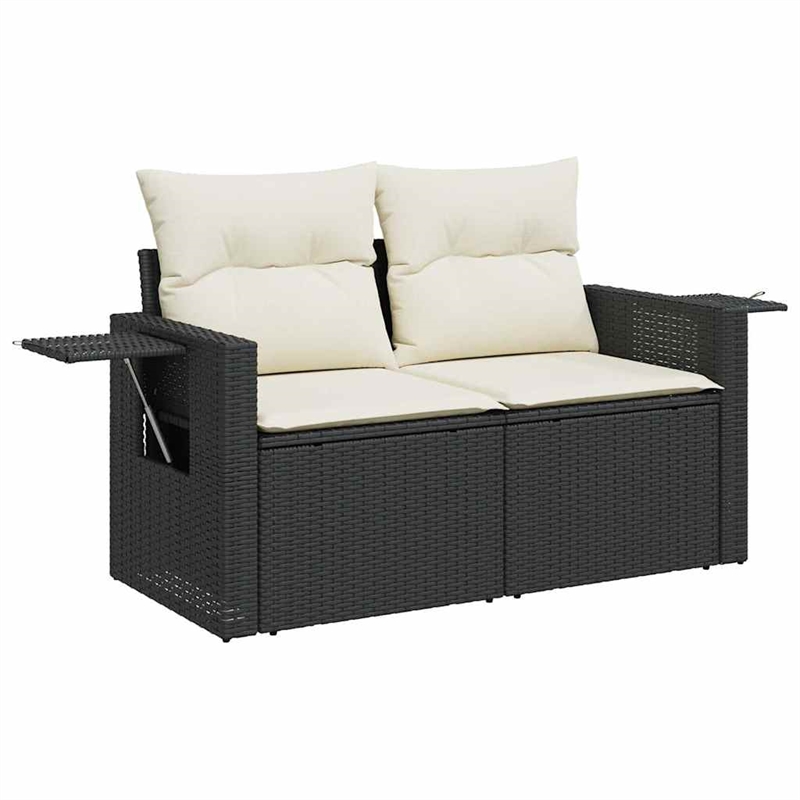 Afuera Living Contemporary 11 Piece Poly Rattan Sofa Set in Black/Cream