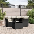 Afuera Living Contemporary 5 Piece Poly Rattan Sofa Set in Black/Cream