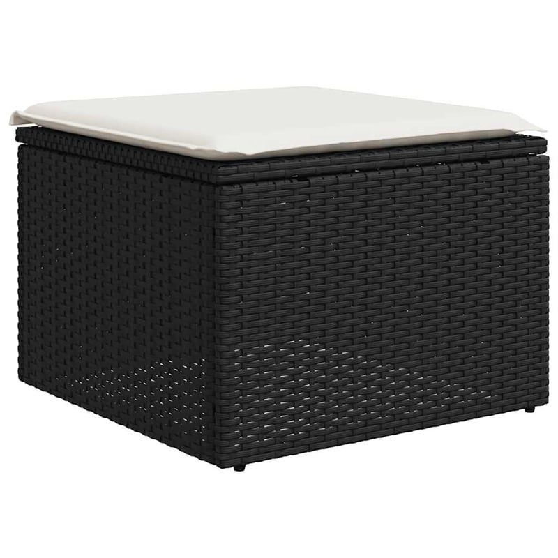 Afuera Living Contemporary Synthetic Poly Rattan 7 Piece Sofa Set in Black/Cream