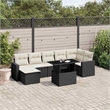 Afuera Living Contemporary 8 Piece Poly Rattan Sofa Set in Black/Cream