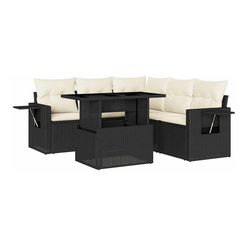 Afuera Living Contemporary Synthetic Poly Rattan Sofa Set in Black
