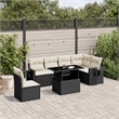 Afuera Living Contemporary 7 Piece Poly Rattan Sofa Set in Black/Cream