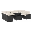 Afuera Living Contemporary 10 Piece Poly Rattan Sofa Set in Black/Cream