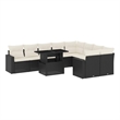 Afuera Living Contemporary 10 Piece Poly Rattan Sofa Set in Black/Cream
