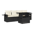 Afuera Living Contemporary 5 Piece Poly Rattan Sofa Set in Black/Cream