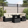 Afuera Living Contemporary 6 Piece Poly Rattan Sofa Set in Black/Cream
