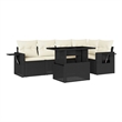 Afuera Living Contemporary 6 Piece Poly Rattan Sofa Set in Black/Cream