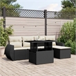 Afuera Living 6 Piece Poly Rattan Small Sofa Set in Black/Cream