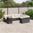 Afuera Living 10 Piece Poly Rattan Patio Sofa Set in Black/Cream