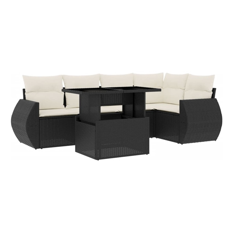 Afuera Living Contemporary 6 Piece Poly Rattan Sofa Set in Black