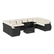 Afuera Living Contemporary 11 Piece Poly Rattan Sofa Set in Black/Cream