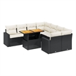 Afuera Living Contemporary 9 Piece Poly Rattan Sofa Set in Black/Cream