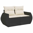 Afuera Living Contemporary 7 Piece Poly Rattan Sofa Set in Black