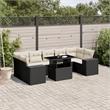 Afuera Living Contemporary 8 Piece Poly Rattan Sofa Set in Black/Cream