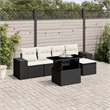 Afuera Living Contemporary 6 Piece Poly Rattan Sofa Set in Black/Cream