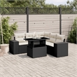 Afuera Living Contemporary 6 Piece Poly Rattan Sofa Set in Black/Cream