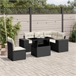 Afuera Living Contemporary 6 Piece Poly Rattan Sofa Set in Black/Cream