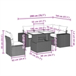 Afuera Living Contemporary 6 Piece Poly Rattan Sofa Set in Black/Cream