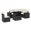 Afuera Living Contemporary 6 Piece Poly Rattan Sofa Set in Black/Cream