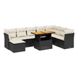 Afuera Living Contemporary 9 Piece Poly Rattan Sofa Set in Black